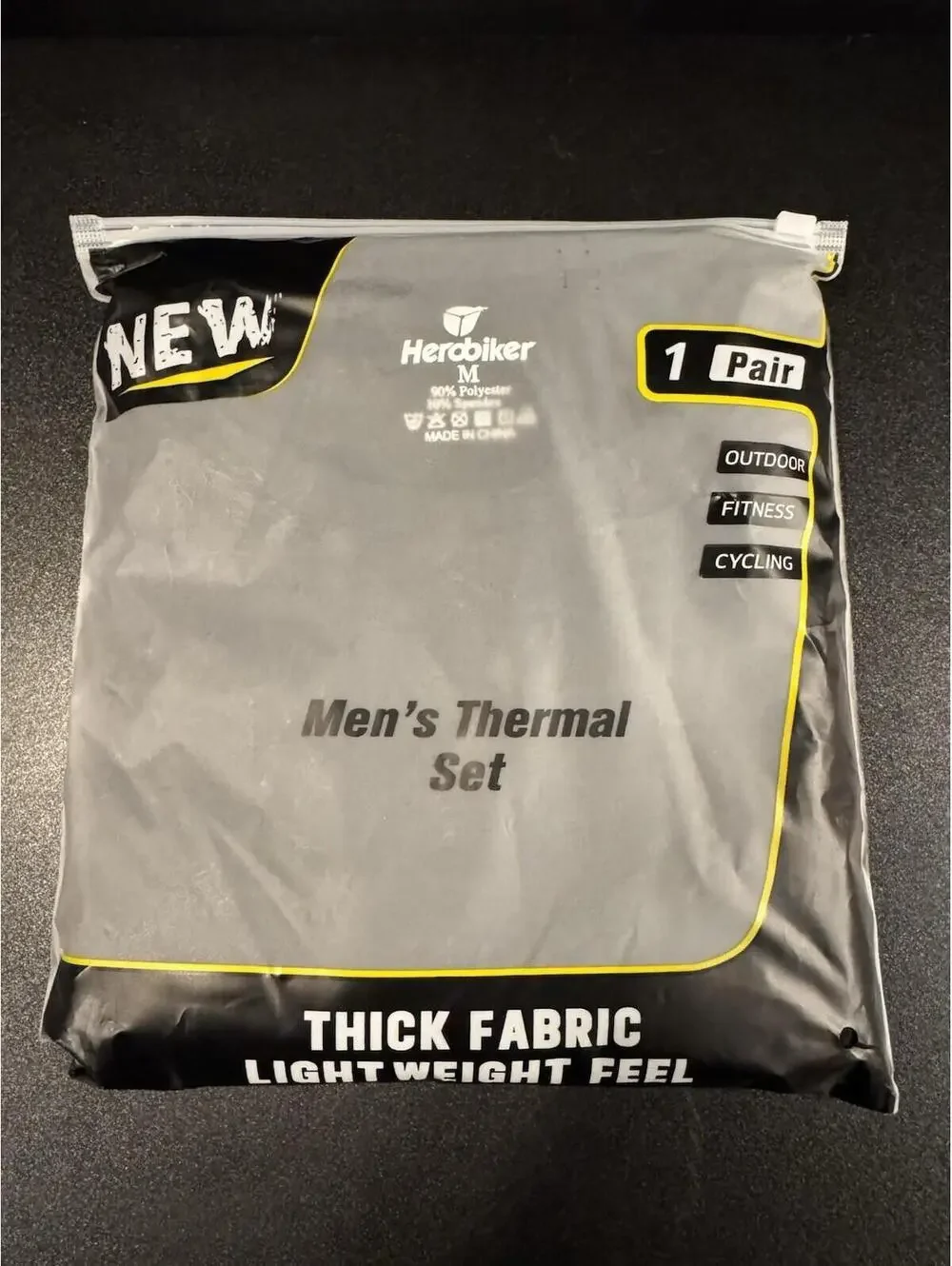 Mens Herobiker Med Thermal Long Johns Set Black (556)